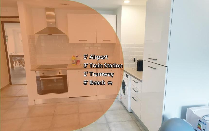 Big Flat Sea Vieuw 95 M2 5 Rooms Near Airport 5 Min Train 3 Min And Tram On Site, Beach 7 Min, 2 Showers And 2 Toilets , Neuf Grand Appartement 95 M2 5 Chambres Proche Aeroport 5 Min Train 3 Min Et Tramway Sur Place, Plage 7 Min 2 Douches Et 2 Wc Vue Niza Exterior foto